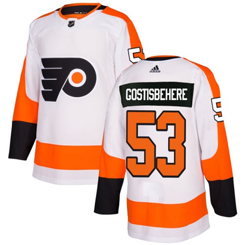 Adidas Flyers #53 Shayne Gostisbehere White Road Authentic Stitched NHL Jersey